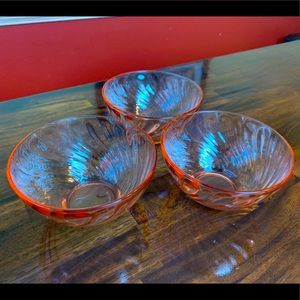 Pink Glass Salad Bowls - Small x 3